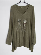 Bluse med katte - oversize - Ingen returret - ITNOV24